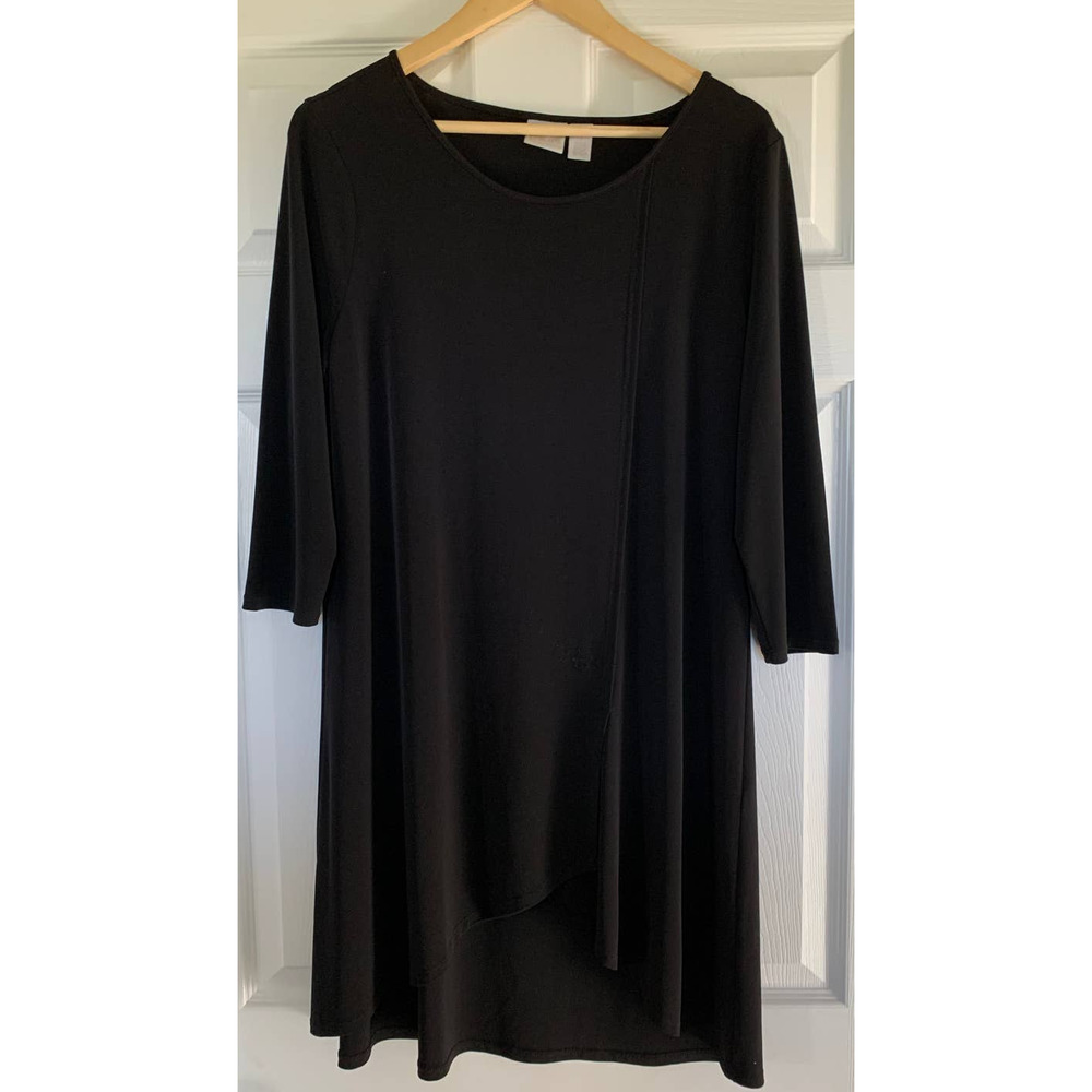 Chico's High/Low Black 3/4 Sleeve Dress- Chico's Sz. 1(S)